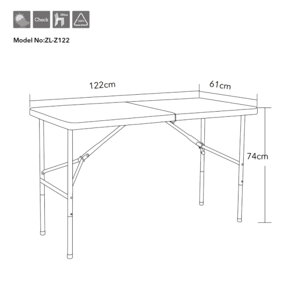 Стол складной пластиковый Angioletto 122 см. / Для дачи, туризма, пикника